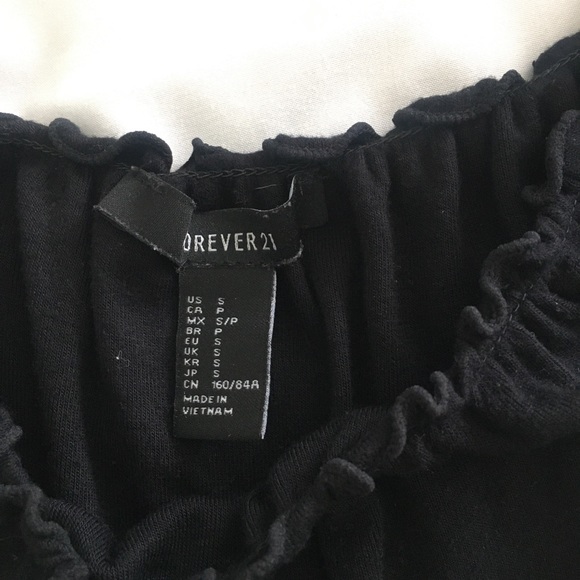 forever 21 black lettuce edge off the shoulder top - Picture 3 of 4